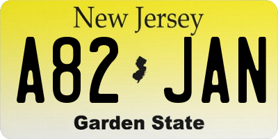 NJ license plate A82JAN