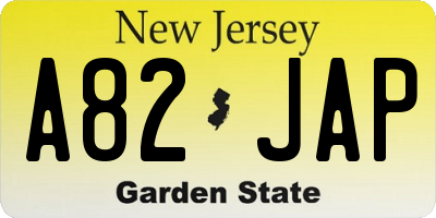 NJ license plate A82JAP