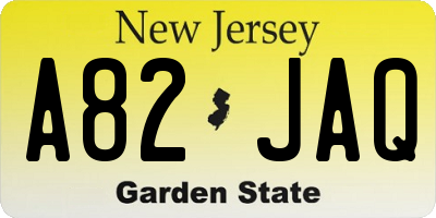 NJ license plate A82JAQ