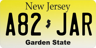 NJ license plate A82JAR