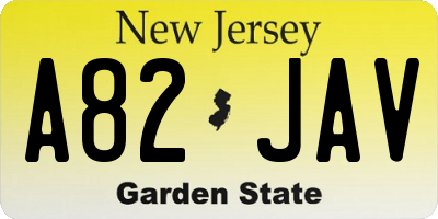 NJ license plate A82JAV