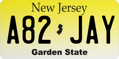 NJ license plate A82JAY