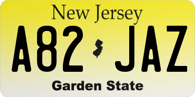 NJ license plate A82JAZ