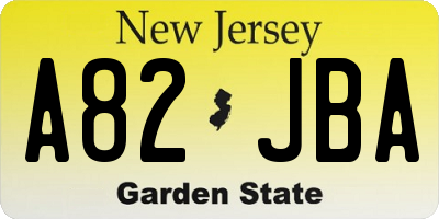NJ license plate A82JBA