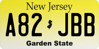 NJ license plate A82JBB