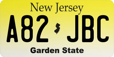 NJ license plate A82JBC