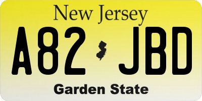 NJ license plate A82JBD