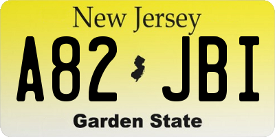 NJ license plate A82JBI