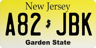 NJ license plate A82JBK