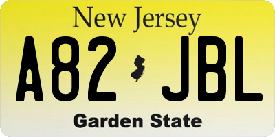 NJ license plate A82JBL