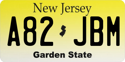 NJ license plate A82JBM