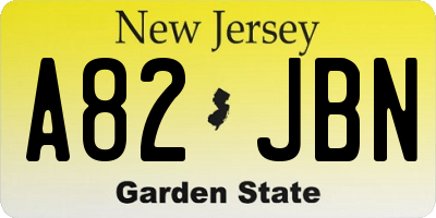 NJ license plate A82JBN