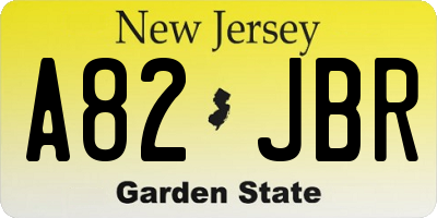 NJ license plate A82JBR