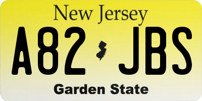 NJ license plate A82JBS