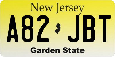 NJ license plate A82JBT