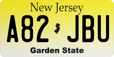 NJ license plate A82JBU