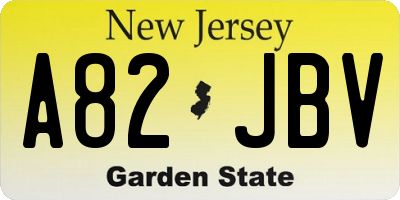 NJ license plate A82JBV