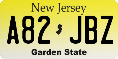 NJ license plate A82JBZ