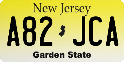 NJ license plate A82JCA