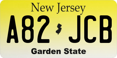 NJ license plate A82JCB