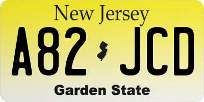 NJ license plate A82JCD