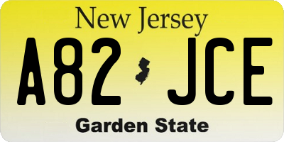 NJ license plate A82JCE