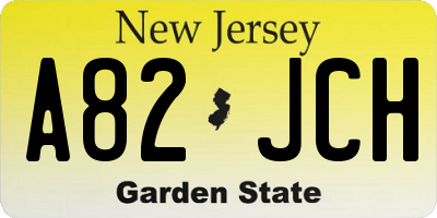 NJ license plate A82JCH