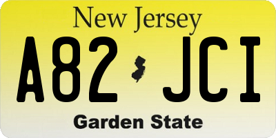 NJ license plate A82JCI