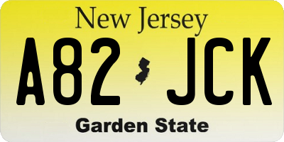 NJ license plate A82JCK