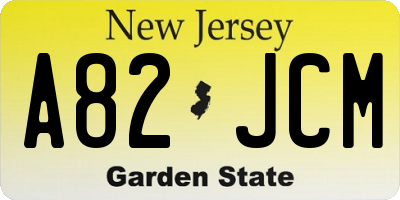 NJ license plate A82JCM