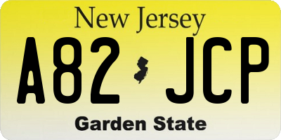NJ license plate A82JCP
