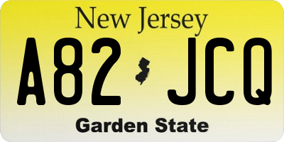 NJ license plate A82JCQ