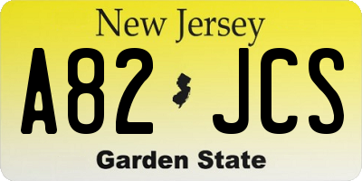 NJ license plate A82JCS