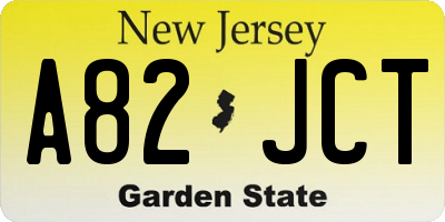 NJ license plate A82JCT