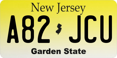 NJ license plate A82JCU