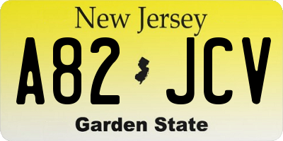 NJ license plate A82JCV