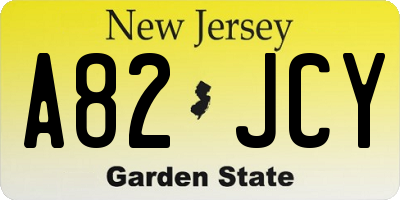 NJ license plate A82JCY