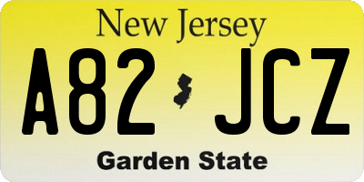 NJ license plate A82JCZ