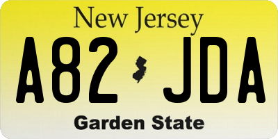 NJ license plate A82JDA