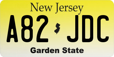 NJ license plate A82JDC