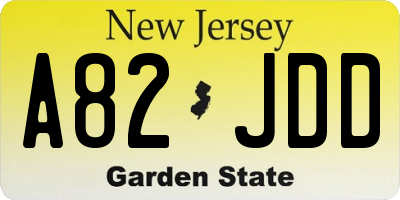 NJ license plate A82JDD