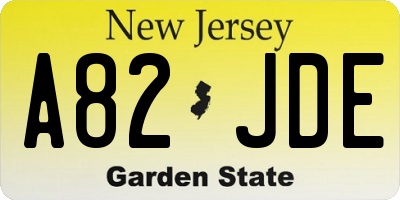 NJ license plate A82JDE