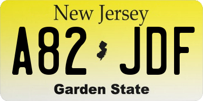 NJ license plate A82JDF