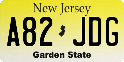 NJ license plate A82JDG