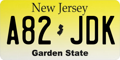 NJ license plate A82JDK