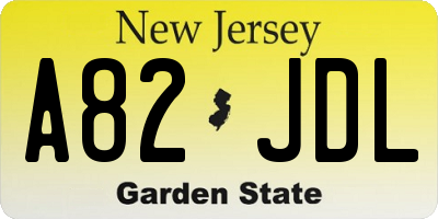NJ license plate A82JDL