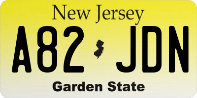 NJ license plate A82JDN