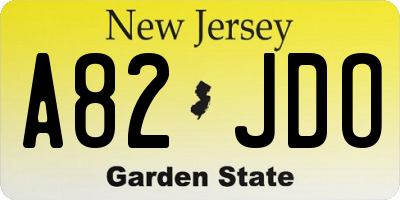 NJ license plate A82JDO
