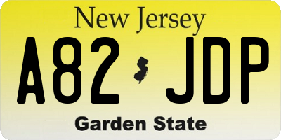 NJ license plate A82JDP