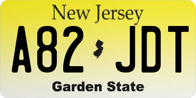 NJ license plate A82JDT